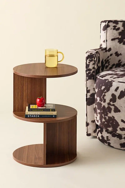 Urban Outfitters Devonne Round Split Two-tier Side Table In Coco At  In Brown