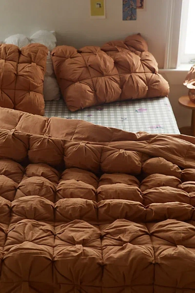 Urban Outfitters Diamond Puff Comforter In Bronze At  In Brown