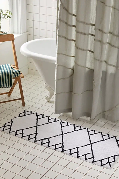 Urban Outfitters Diamond Runner Bath Mat In Black/white At
