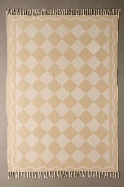 Urban Outfitters Diamond Screen Printed Rug In Cream/white At