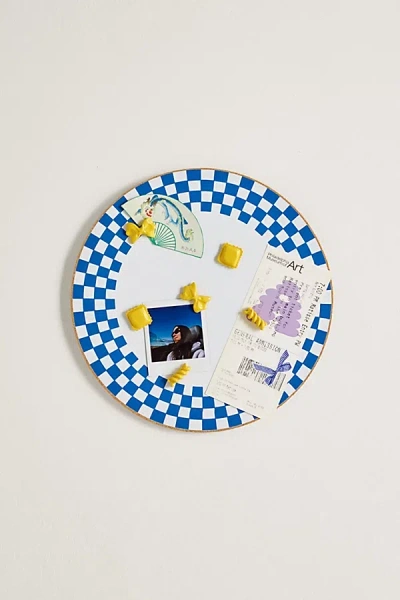 Urban Outfitters Dinner Plate Round Cork Board & Icon Pin Set In Blue At