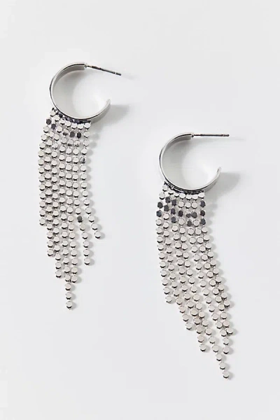 Urban Outfitters Disco Fringe Hoop Earrings In Silver, Women's At  In Metallic