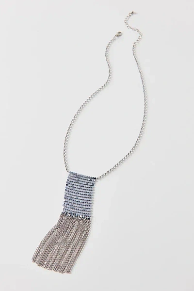 Urban Outfitters Disco Fringe Metal Scarf Necklace In Silver, Women's At  In Metallic