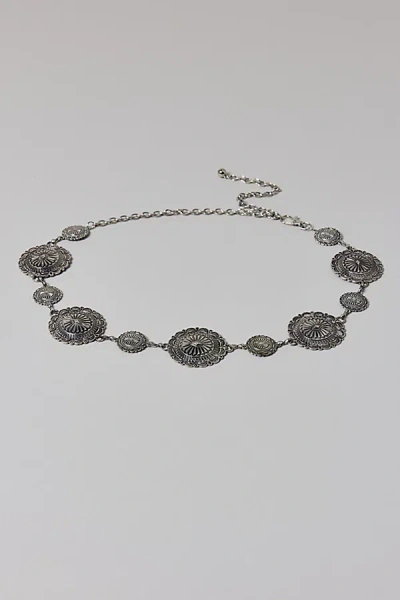 Urban Outfitters Distorted Western Circle Metal Chain Belt In Antique Nickle, Women's At