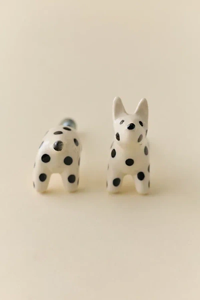 Urban Outfitters Dog Shaped Ceramic Knob/wall Hook Set In Black/white At