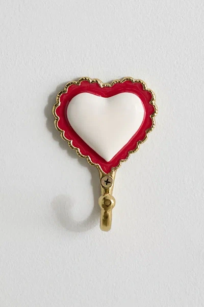 Urban Outfitters Doily Heart Metal Wall Hook In Red At  In White