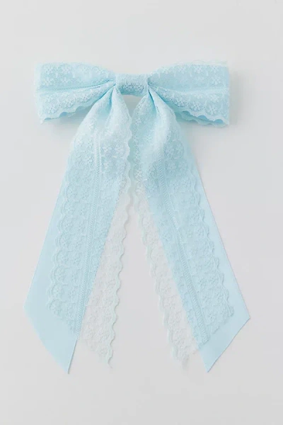 Urban Outfitters Dolly Satin Lace Hair Bow Barrette In Blue, Women's At