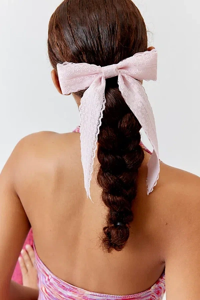 Urban Outfitters Dolly Satin Lace Hair Bow Barrette In Pink, Women's At
