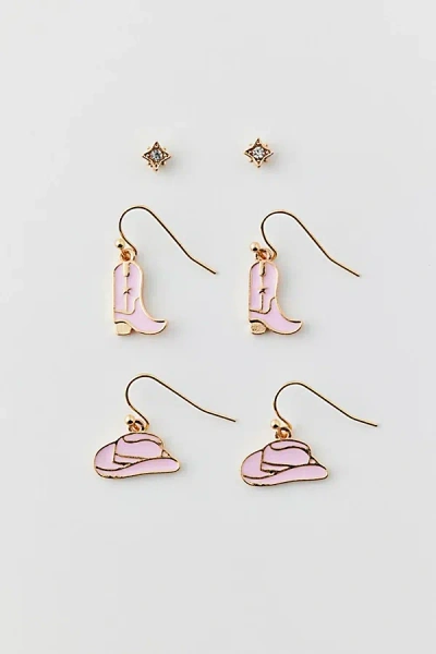 Urban Outfitters Dolly Western Earring Set In Gold/pink, Women's At