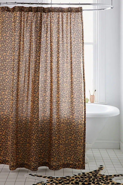 Urban Outfitters Dolores Animal Print Patterned Shower Curtain In Gold At