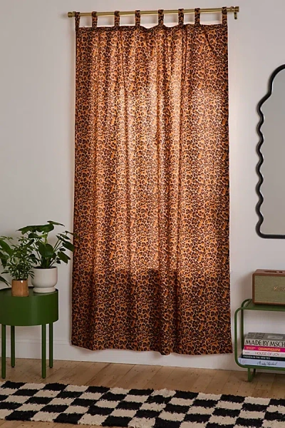 Urban Outfitters Dolores Leopard Patterned Velvet Window Panel In Gold At