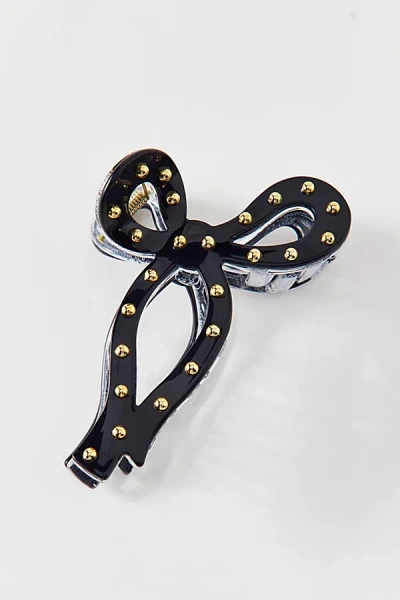 Urban Outfitters Dome Metal Studded Bow Claw Clip In Black, Women's At