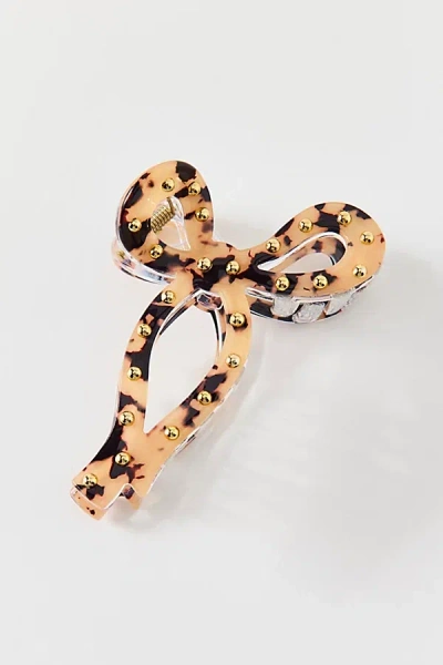 Urban Outfitters Dome Metal Studded Bow Claw Clip In Brown, Women's At