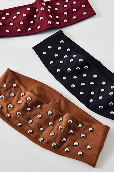 Urban Outfitters Dome Stud Embellished Soft Headband In Taupe, Women's At  In Brown