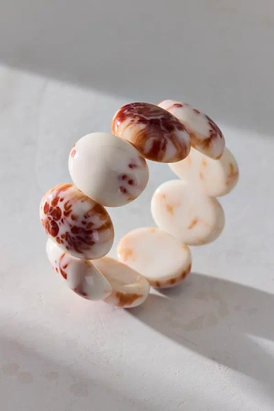 Urban Outfitters Domed Bead Stretch Bangle Bracelet In Cream, Women's At  In White