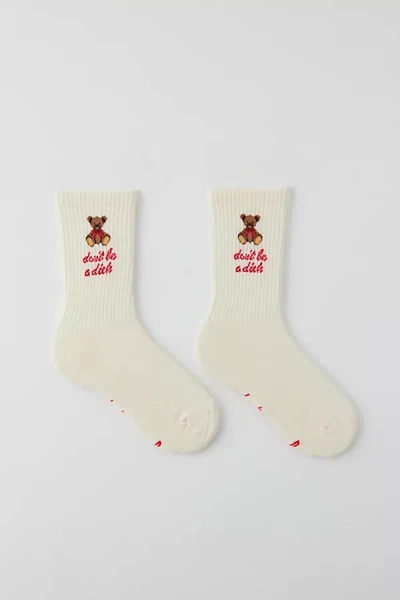 Urban Outfitters Don't Be A. Bear Crew Sock In Ivory, Women's At  In White