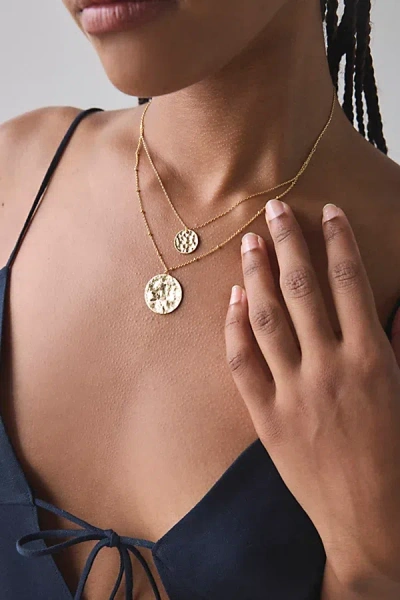Urban Outfitters Double Coin Charm Layered Necklace In Gold, Women's At