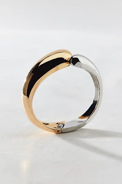 Urban Outfitters Double Dome Metal Cuff Bracelet In Silver/gold, Women's At