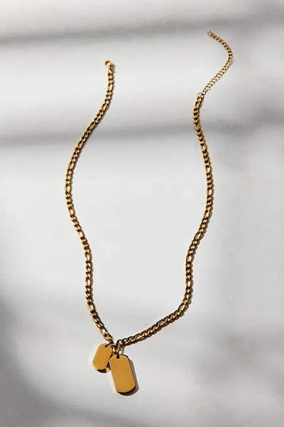 Urban Outfitters Double Tag Pendant Waterproof Necklace In Gold, Men's At
