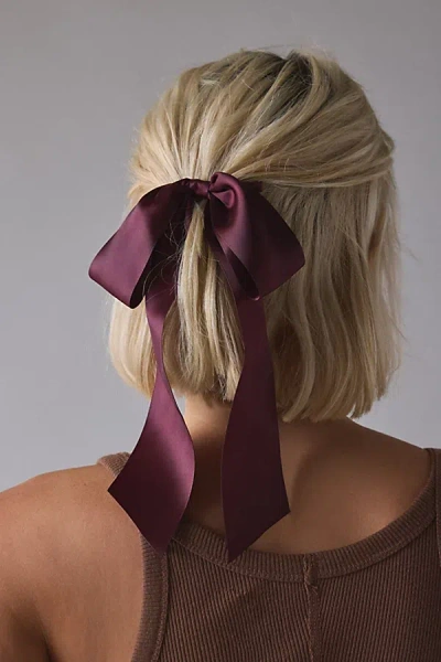Urban Outfitters Drapey Satin Hair Bow Barrette In Maroon, Women's At  In Burgundy
