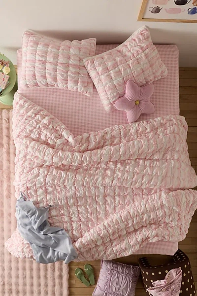 Urban Outfitters Dreamy Clouds Stitched Brushed Comforter Set In Pink At