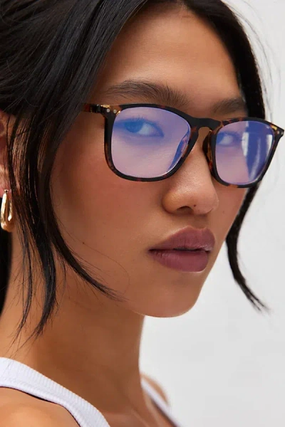 Urban Outfitters Dylan Rectangle Blue Light Glasses In Brown, Women's At