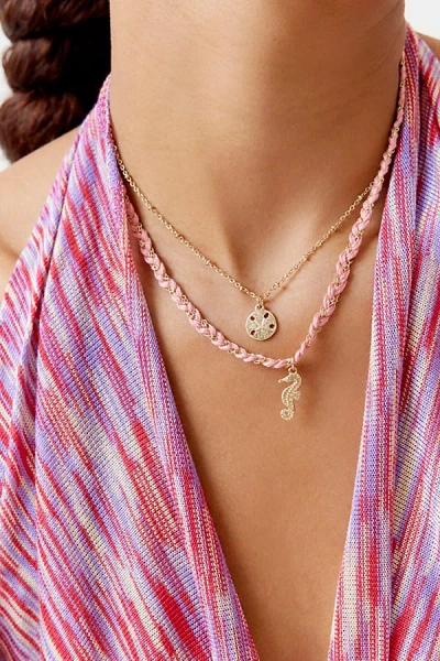 Urban Outfitters Dylan Shell Charm Layering Necklace In Pink/gold Dolphin, Women's At