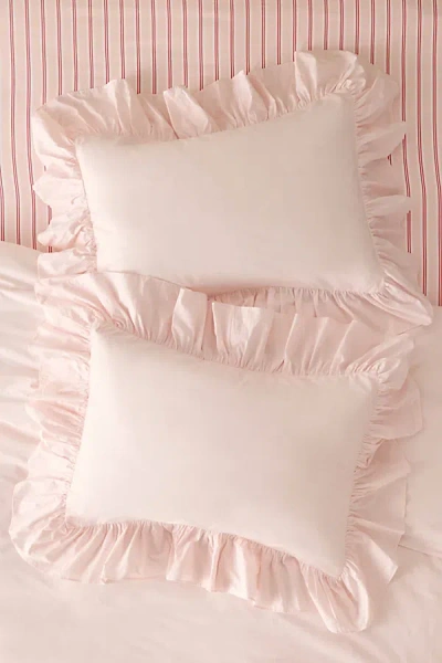 Urban Outfitters Elaine Ruffle Cotton Percale Sham Set In Mauve Morn At