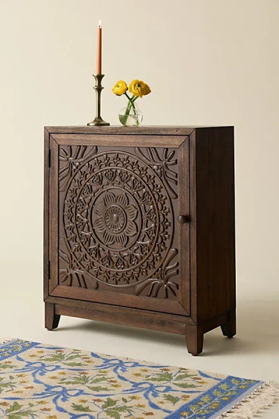 Urban Outfitters Eleanor Carved Storage Cabinet In Dark Brown At