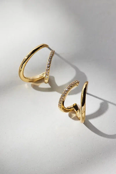 Urban Outfitters Electric Picks Crosby Rhinestone Double Hoop Earring In Gold, Women's At