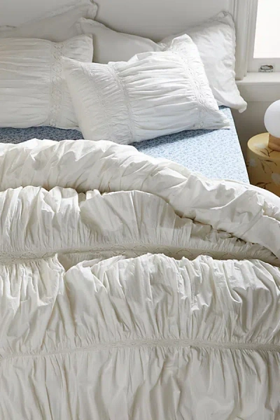 Urban Outfitters Eliza Ruched Duvet Cover In White At