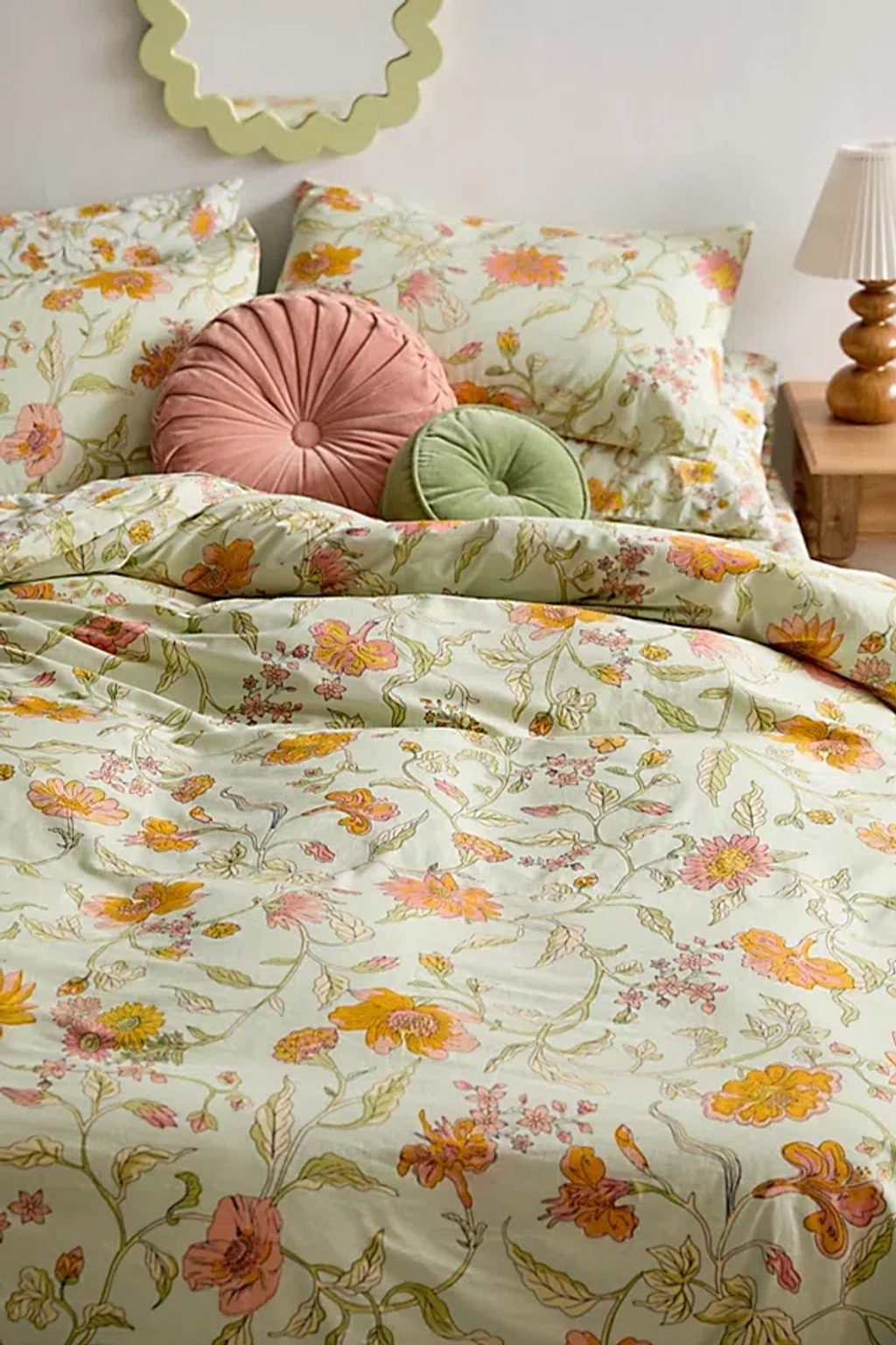 Urban Outfitters Ella Vine Floral Duvet Set In Mint At In Green