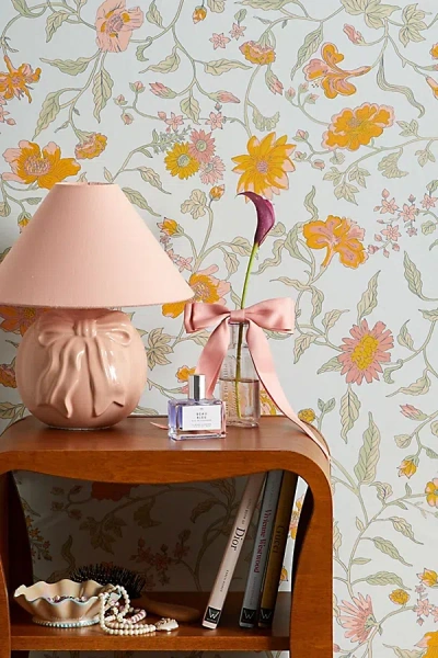 Urban Outfitters Ella Vine Floral Removable Wallpaper In Mint At  In Black