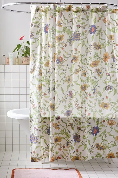 Urban Outfitters Ella Vine Floral Shower Curtain In Ivory At  In Neutral