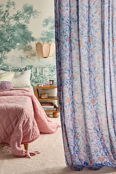 Urban Outfitters Ella Vine Floral Window Panel In Cornflower Blue At