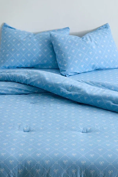 Urban Outfitters Eloise Bow Patterned Core Comforter Set In Blue At