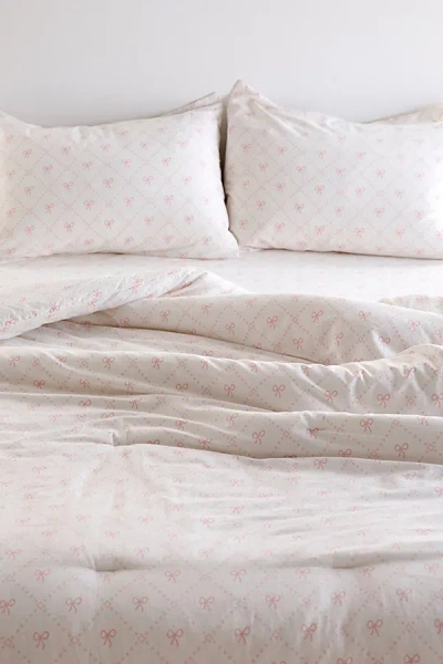 Urban Outfitters Eloise Bow Patterned Core Comforter Set In Pink At