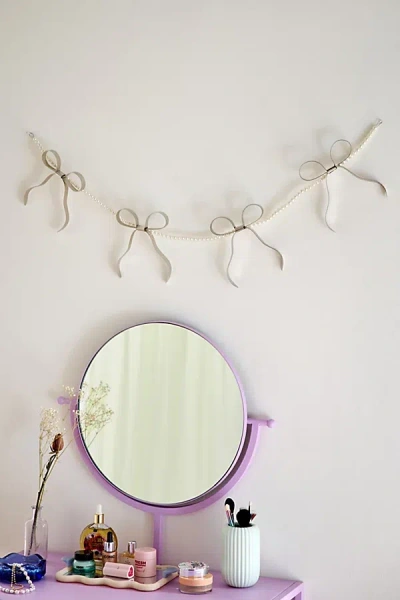 Urban Outfitters Eloise Pearl & Bow Banner In Silver At