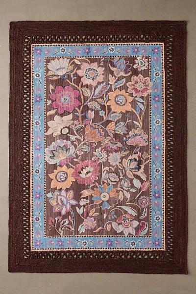Urban Outfitters Elowen Floral Printed Woven Rug In Brown At