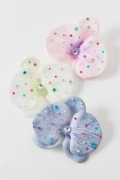 Urban Outfitters Embellished Orchid Flower Hair Clip & Brooch In Blue, Women's At