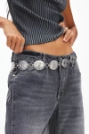 Urban Outfitters Embossed Chain Belt In Silver