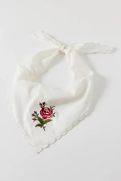 Urban Outfitters Embroidered Icon Hair Scarf In Ivory, Women's At  In Red