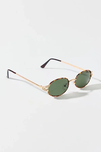 Urban Outfitters Emery Tortoise Metal Oval Sunglasses In Brown, Women's At  In Gold