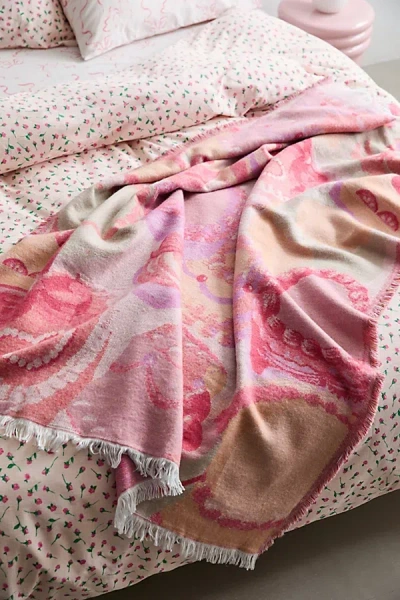 Urban Outfitters Emile Cozy Art Throw Blanket In Layered Cakes At  In Pink