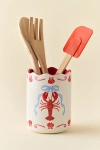 Urban Outfitters Emily Scalloped Ceramic Utensil Holder In Lobster Bow At