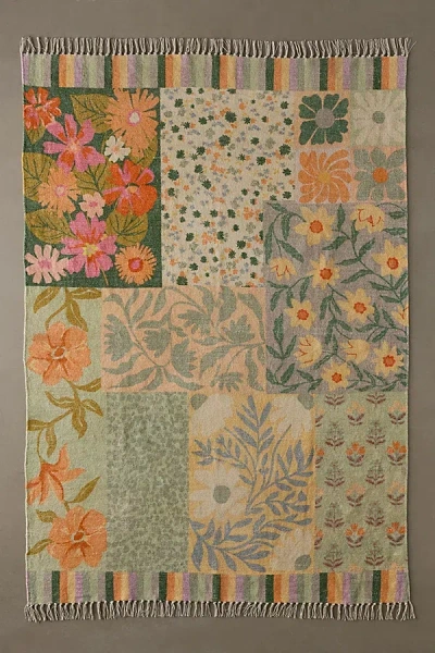 Urban Outfitters Emma Floral Patchwork Digital Printed Chenille Rug In Floral At