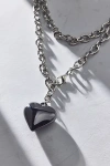 Urban Outfitters Enameled Puffy Heart Wrap Necklace In Black, Women's At  In Metallic