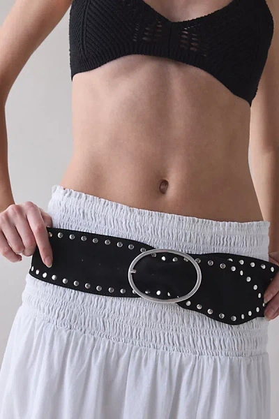 Urban Outfitters Essent Slouchy Studded Suede Belt In Black, Women's At