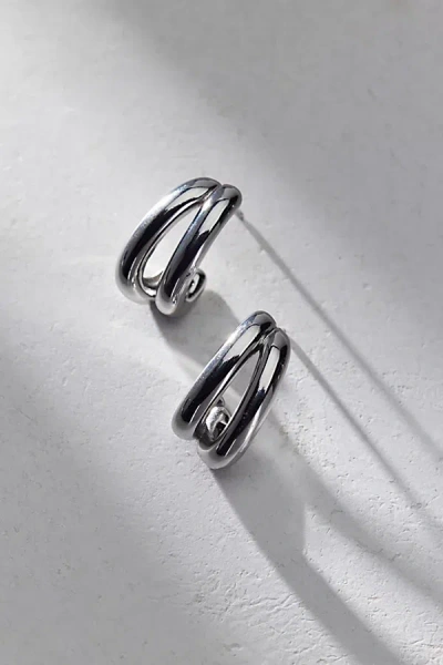 Urban Outfitters Essential Double Hoop Earring In Silver, Women's At  In Metallic