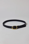 Urban Outfitters Essential Oval Buckle Leather Belt In Black/gold, Women's At  In Multi